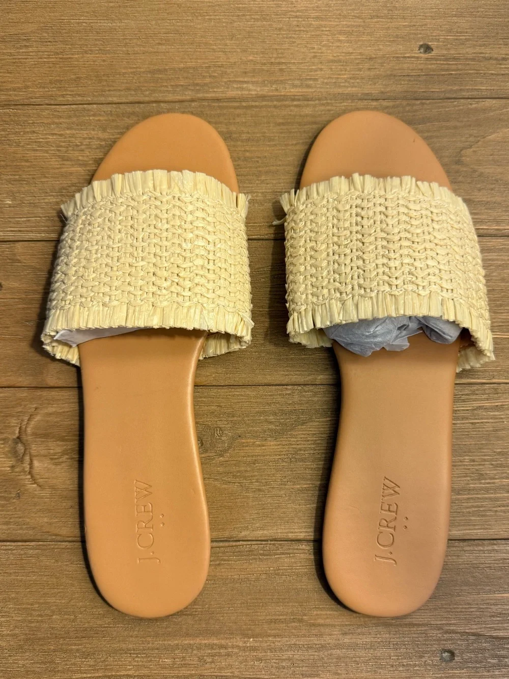 J. Crew Women’s Raffia Comfy Slide Sandals Size 8 Natural
